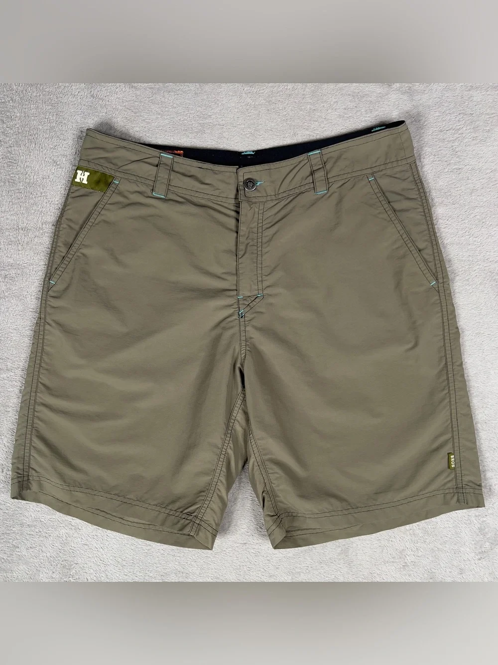 Howler Brothers Horizon Hybrid Shorts Men 34 Olive Ripstop Nylon Hiking Fishing